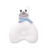 Noloo 赤ちゃん枕 絶壁防止枕 新生児用の枕 男女兼用 ベビーピロ 汗取り 通気性良好 白い熊