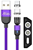 (株)アトラス マグネット充電ケーブル 2m x 3本 セット (黒) 3A 急速充電 データ転送/マグネット端子 ：MicroUSB, Type-C/端子ケース付き/アンドロイド スマートフォン用