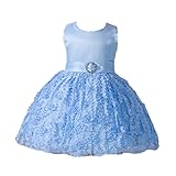 Candykids ベビードレス ベビーデイジー 結婚式 セレモニードレス フォーマルドレス 子供服 女の子 赤ちゃん お宮参り ティアードスカート (M, ブルー)