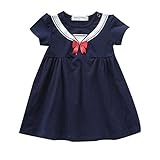 Haggai 半袖の海风になっている女の子の赤ちゃんの少女服のリボンの首の夏の诞生日パーティーの女性のスカートは6m - 3t(66 - 90センチ) (2T)