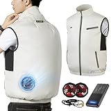 [Ｒｏｋｏｍｉ] 【2024新設計 バッテリーファンセット】 空調作業服 ファン付きベスト 22800mAh大容量バッテリー ファン付き作業