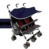 Twins SunShade (二人乗りベビーカー日よけ・シェード）WOWBABY (紺)