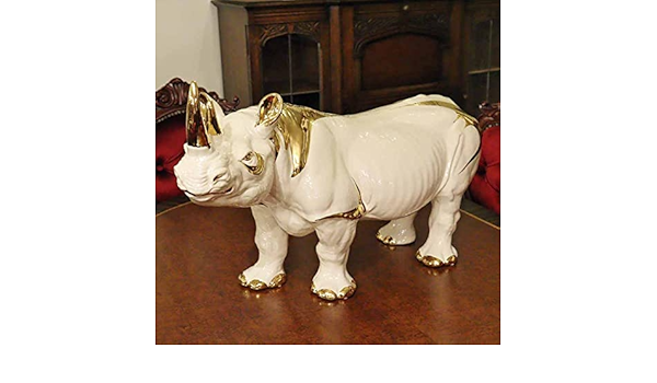 陶器 動物 サイ 置物 イタリア製 ライナセロス AHURA