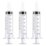 TOUFEIYUAN 注射器 60ml シリンジ キャップ付き パック 液体測定シリンジツール個別に密封された。科学実験室、給餌ペット、オイルまたは接着剤アプリケーター用 (60ml-3枚)