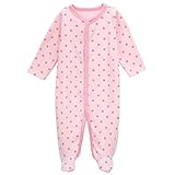 エルフ ベビー(Fairy Baby)新生児服 足つきカバーオールロンパース 長袖 四季兼用 出産祝い 可愛い 0-3M 水玉プリント ピンク