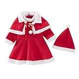 AvaCostume赤ちゃんの女の子クリスマスパーティードレス服セット3本、レッド 12M