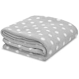 Baby Gray Plush Blanket with White Dots by Little Starter [並行輸入品]