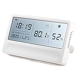温湿度計 温度計 温度 湿度 時計付き 壁掛け デジタル温湿度計 LCD大画面 湿度異常アラーム機能付き 置掛兼用