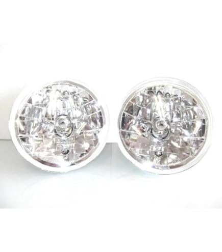 送料無料 7インチ P700 ヘッドライト ガラスレンズ 左右SET 裏ゴムカバー付 フロントヘッドランプ ライト 汎用 丸型 丸灯 H4流用 社外 新品