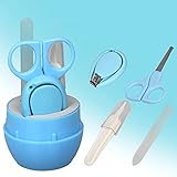 ベビー用 爪のこだわりお手入れセット4点セット 0-5歳児－爪切り 爪が低い毛抜き 鼻吸い (靑い)