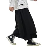 [YACORESYA] サルエルパンツ 変形 メンズ ワイドパンツ 袴パンツ レイヤード アラジンパンツ カーゴパンツ 巻きドレープ ゆったり ウエストゴム 男女兼用 リラックスパンツ ブラック系 オールシーズン オーバーサイズ 黒