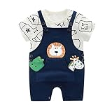 子供服 半袖Tシャツ+サスペンダーパンツ 夏 動物柄 男の子 女の子 キッズ 男女兼用 赤ちゃん ベビー 可愛い 綿 柔らか 素敵 半袖 上下セット オーバーオール