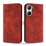 Rosbtib Motorola Moto G64 5G ケース 手帳型 モトローラ Moto G64Y 5G ケース プラムブロッサム ラブリー 子猫柄 モトg64 ケース moto g64 5G/g64y 5G スマホケース 高級PUレザー カード収納 携帯カバー マグネット式 スタンド機能 モトg64y ケースカバー 財布型 (ローズレッド)