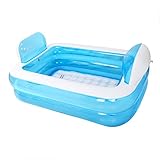 WENJUN インフレータブルバスタブプール折りたたみ式ファミリープールインフレータブルベッド増強子供用プールアダルトバス ( 色 : 青 , サイズ さいず : 152*108*60 cm )