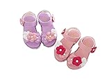 LAZA 可愛い ベビー 女の子 サンダル つま先 保護 お花 おしゃれ きれいめ 子供 各サイズ 夏 水泳 海 女児　カラー ホワイト(内寸16.5cm, ピンク)