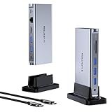 LENTION 11-in-1USB C ドッキングステーション,縦置きで省スペース & 1mケーブルで自由配置4K@60Hz/100W PD/有線LAN/3.5mmミニジャック/5Gbps転送/Micro SD/SDカードリーダー, MacBook, iPad Pro,Surface,Chromebook 対応 (CB-D54 スペースグレイ)