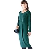 Pearls セットアップ風 授乳口つき ひざ下丈の コクーン ワンピース green