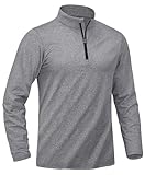[KEFITEVD] 長袖tシャツ メンズ トレーナー スウェット スポーツウェア ジョギング トップス トレーニング ランニングウェア ロングスリーブ 運動着 裏起毛 ハーフジップ tシャツ 灰 グレー L