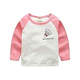 PANCY 子供服 春秋 長袖 Tシャツ キッズ トレーナー 丸い襟 男の子 女の子 かっこいい スポーツ プリント ホワイト(ピンク,100cm)