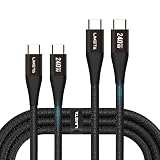 LIMETA USB-C ケーブル 240W 急速充電器 type-c ケーブル 内蔵 データ転送 高耐久ナイロン編み 絡まらず設計 iPhone 16/15、Galaxy、Sony、Switch、MacBook、iPad、Pixel対応 (1.2m+2m ブラック)