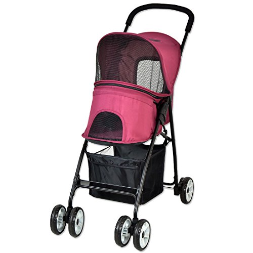 G-pet ペットカート 折りたたみ 4輪バギー 小型犬 リード2本付き 多頭 ワインレッド AM 000084 WR