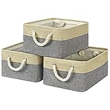 Lubanheart 収納バスケット 収納かご 収納 3個セット 幅36×奥行26×高さ17cm 綿麻製 無臭 折り畳み式 コットンロープ取