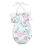 Lutents ベビー服 ホルターネックロンパース カバーオール プリント花柄 女の子 着心地良い 歩行服 水着 新生児 出産祝いプレゼント 可愛い オシャレ