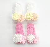 スウィートキス ベビー マジックテープ ポンポンフラワー 　パッチンどめ 　サーモン ピンク　　セット　安心のマジックテープ　やさしいお花