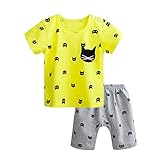 【SEBLES】ベビー 赤ちゃん 半袖 ラウンドネック シャツ Tシャツ 短パン 半ズボン パンツ 無地 プリント 肩ボタン スター 上下 セット 初夏 夏 薄手 0歳 1歳 2歳(タイプS,120c