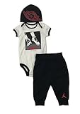 Air Jordan Infant Boys 3ピースボディスーツ、パンツ、帽子セットブラックサイズ9 / 12ヶ月