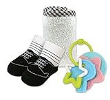Stephan Baby Wash Cloth, Socks and Ring Rattle Gift Set, Tiny Tux, 6-12 Months by Stephan Baby