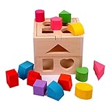 Greencherry 幾何パズルボックス　はめボックス 積み木　立体パズル　筒入り積み木 形はめ 形合わせ　幾何認知　図形認知おもちゃ　ベビー教育玩具　知育玩具　13ピース