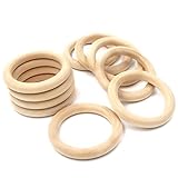 Amyster Baby Wooden Teething 20pcs Wood Ring 2.67 Inch Outer Diameter (68mm) Teething Rings Ring Thr
