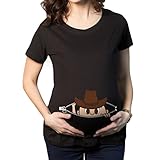Linyuan ファッション Maternity Peeking Cowboy Western Baby Funny Pregnancy Gift Tシャツ T-Shirt #K236