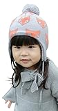 C-Princess 秋冬 かわいい ニット帽子 ニットキャップ 毛糸 ボンボン付 ベビー 赤ちゃん 幼児 子供 キッズ 女の子 狐柄 暖かい 保温 (S)