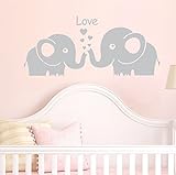 2 Cute Elephant Family Wall Decals Wall Stickers for Baby Nursery Bedroom Decoration (Grey) [並行輸入品]