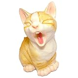 ルルハウス お庭 の 飾り に ガーデニング ベランダ オーナメント 置物 ねこ (子猫 あくび)