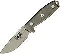 ESEE -3 Serrated Edge Blades & Micarta Handles with OD Green Sheath, Desert Tan by ESEE