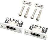 オーディオファン USBコネクタ USB-C メス 固定プレート付きUSB 5ピン (CC対応) type-C PCBボードコネクタ付き M2ネジ付き 自作コネクタ DIY シルバー 2点セット
