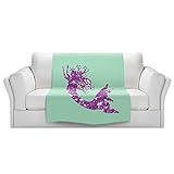 ブランケットウルトラソフトFuzzy 4サイズ！DIANOCHEのKUNZELMANマーメイドIIミントパープルホームDecor Unique Designer芸術的スタイリッシュな寝室アイデアCou
