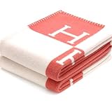 HERMES エルメス　ブランケット　Avalon《アヴァロン》 カシミア　ウール100×140 cm H100775M 13ローズ　ビーチ　おくるみ [並行輸入品]