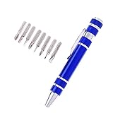 Baoblaze 8 in 1ペン　工具ペン　精密　ねじ回し　スクリュードライバー　8インチ　全４色 - 青