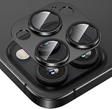 Hohotoon iPhone 16 pro/iphone16 pro maxカメラフィルム アルミ合金製＋AR高透過率強化ガラス レンズカバー 0.25mm超薄 一体型カメラ保護カバー アイフォン16pro/16pro max用カメラ保護フィルム 3眼 レンズ保護ケース 9H 防爆裂 耐衝撃 粘着性強い スクラッチ防止 露出オーバー防止 ケースに干涉なし（ブラック）