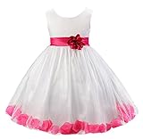 C-Princess 子供服 ドレス ガールズワンピース フォーマルドレス キッズ 女の子 お嬢様 リボン付き 可愛い 発表会 結婚式 演奏会 パーティー ローズ 100