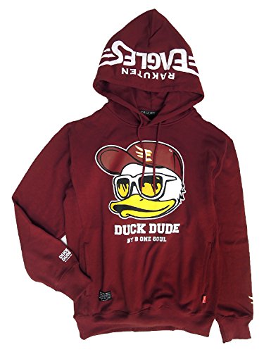 DUCK DUDE 東北楽天ゴールデンイーグルス×ダックデュード 番長アヒルビッグフェイスパーカー (Mサイズ, ワイン)