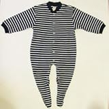 (リビングクラフト)LIVING CRAFTSオーガニックコットン100%足付カバーオール ネイビーストライプ サイズ68(身長65~71cm目安3~6ヶ月)