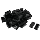 uxcell チューブインサート 30 x 60mm プラスチック製 長方形 リブ付き チューブインサート エンド カバー キャップ パッド 滑走 家具 フロアプロテクター 50個入り