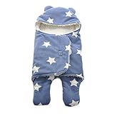 おくるみ 新生児 秋冬 赤ちゃん ボア 星柄, TMVOK あったか おくるみ 柔らかい 出産祝い かわいい ベビー用スリーパー (ブルー／スター)