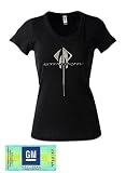c7コルベット – レディースラインストーンStingrayロゴスクープネックTシャツ:チャコール S 2810200