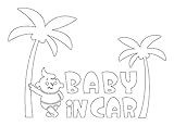 Sticker Shop Haru BABY ＩＮ CAR ステッカー 赤ちゃんとヤシの木 20cm ホワイト